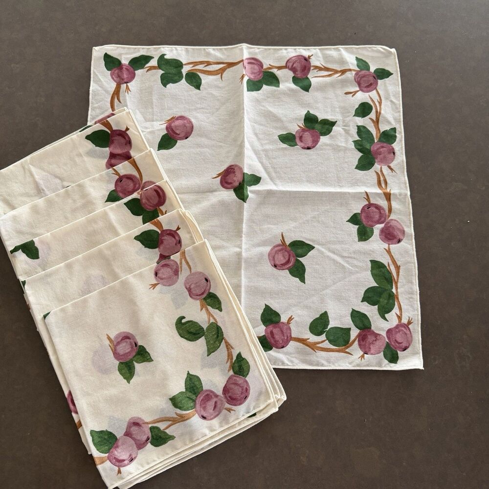 VTG Cloth Napkins Matches Franciscan Dish Apple Pattern - 17x17"  Set Of 6